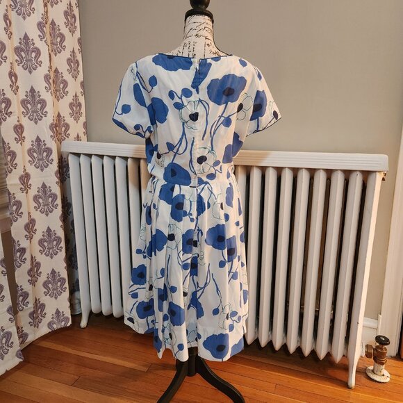 Stacy Ames *True Vintage* 50's/60's Blue Floral Day Dress, Size S (4-6), Retro - Picture 2 of 15